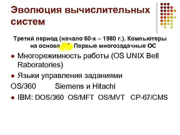 Эволюция вычислительных систем Третий период (начало 60 -х – 1980 г. ). Компьютеры на
