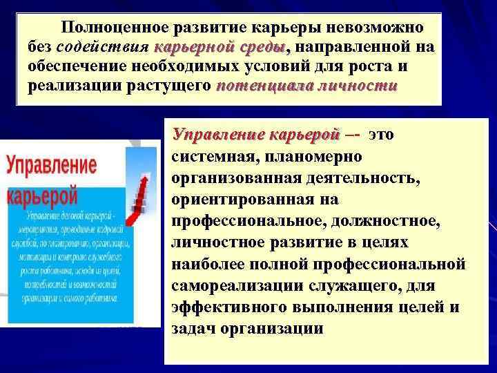  Полноценное развитие карьеры невозможно без содействия карьерной среды, направленной на обеспечение необходимых условий