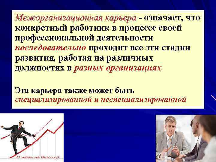 Межорганизационная карьера - означает, что - конкретный работник в процессе своей профессиональной деятельности последовательно