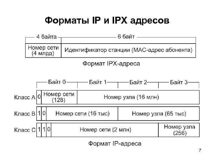 Форматы IP и IPX адресов 7 