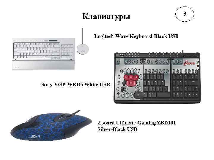 Клавиатуры Logitech Wave Keyboard Black USB Sony VGP-WKB 5 White USB Zboard Ultimate Gaming