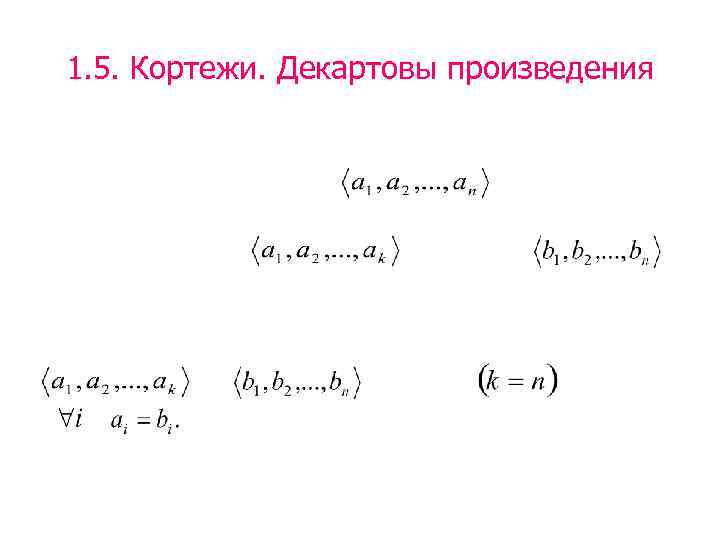 1. 5. Кортежи. Декартовы произведения 