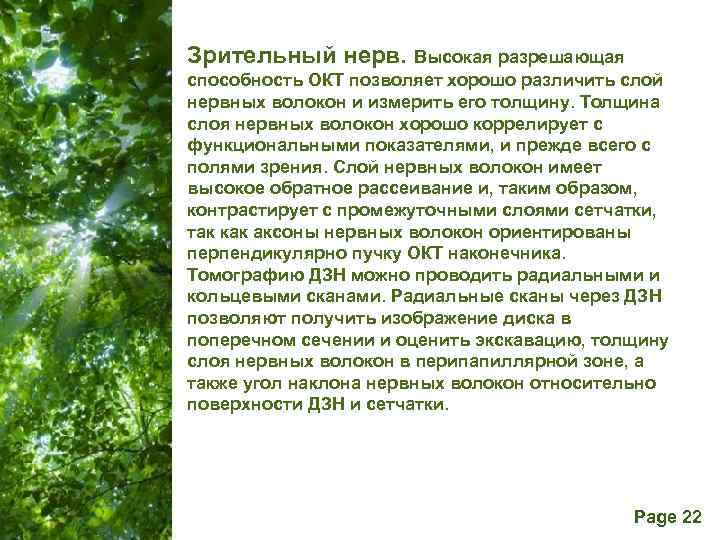  Зрительный нерв. Высокая разрешающая способность ОКТ позволяет хорошо различить слой нервных волокон и
