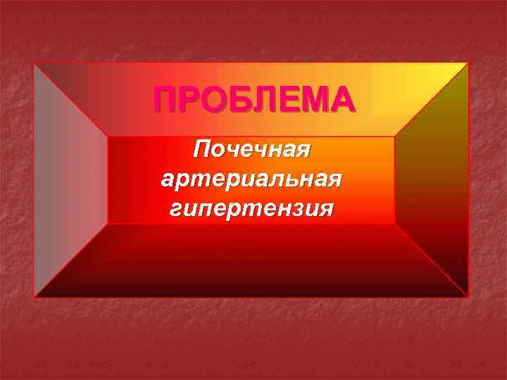 ПРОБЛЕМА Почечная артериальная гипертензия 