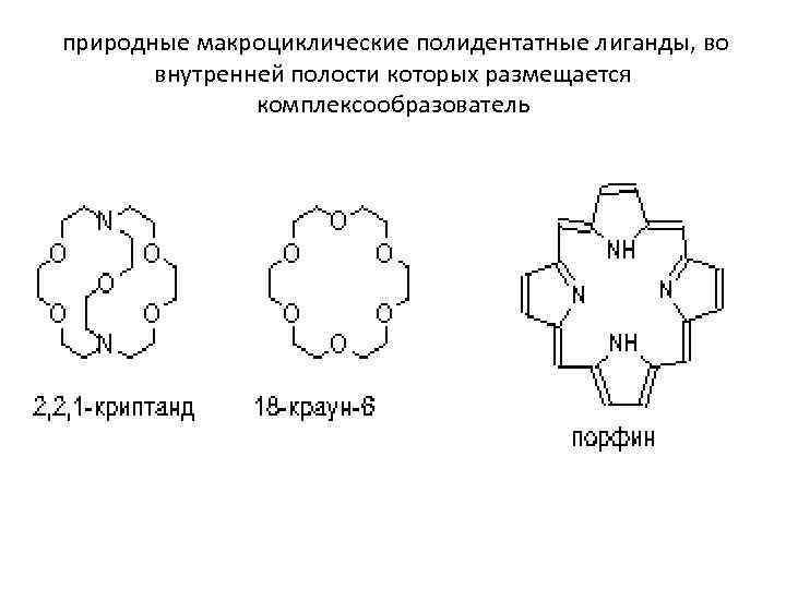 природные макроциклические полидентатные лиганды, во внутренней полости которых размещается комплексообразователь 