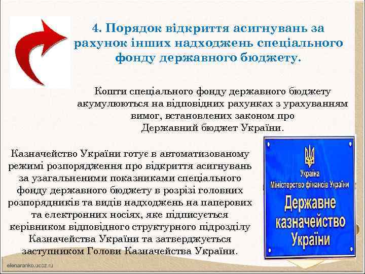 4. Порядок відкриття асигнувань за рахунок інших надходжень спеціального фонду державного бюджету. Кошти спеціального