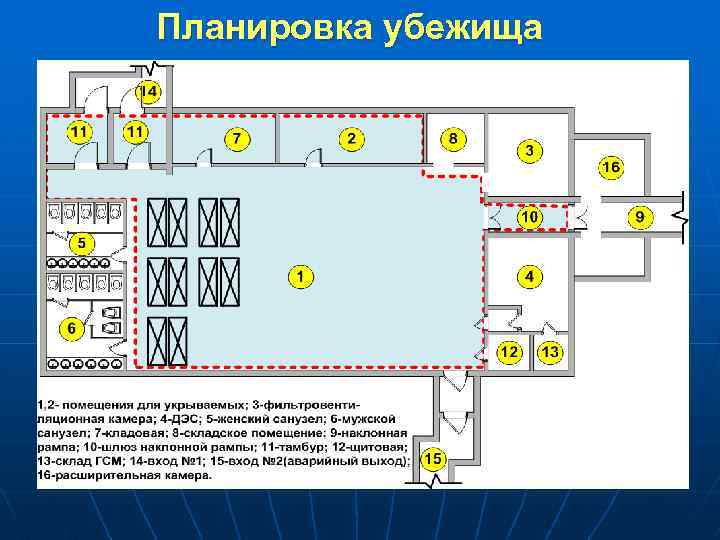 Планировка убежища 