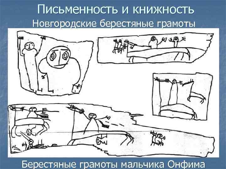 Письменность и книжность Новгородские берестяные грамоты Берестяные грамоты мальчика Онфима 