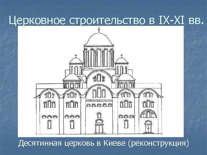 Церковное строительство в IX-XI вв. Десятинная церковь в Киеве (реконструкция) 