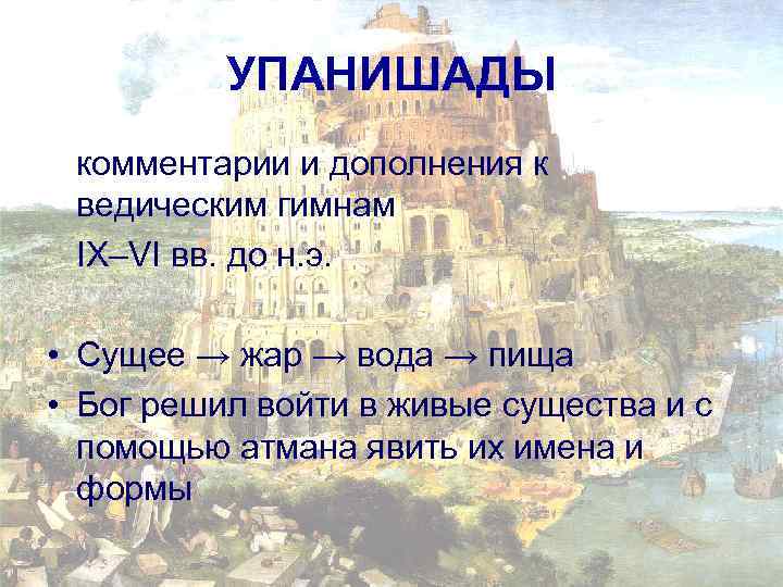 УПАНИШАДЫ комментарии и дополнения к ведическим гимнам IX–VI вв. до н. э. • Сущее