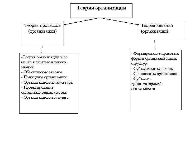 Теория организации Теория процессов (организации) -Теория организации и ее место в системе научных знаний