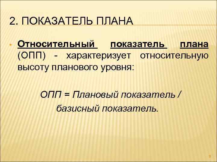 Относительный показатель плана