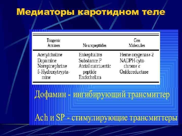 Медиаторы каротидном теле 
