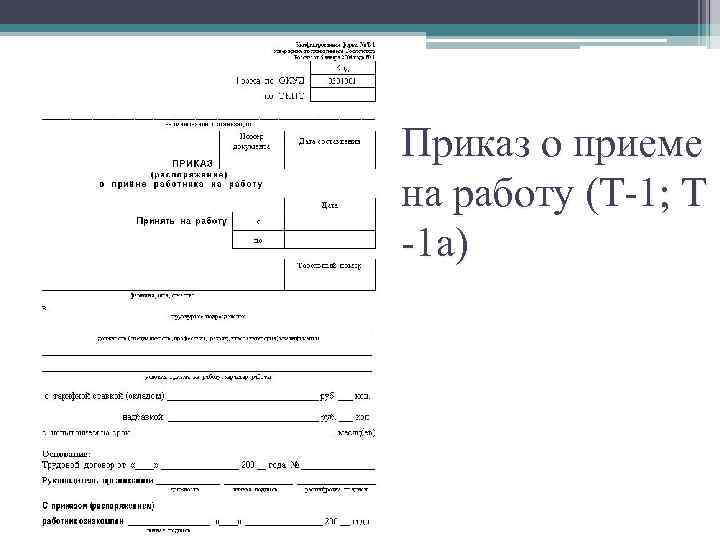 Приказ о приеме на работу (Т-1; Т -1 а) 