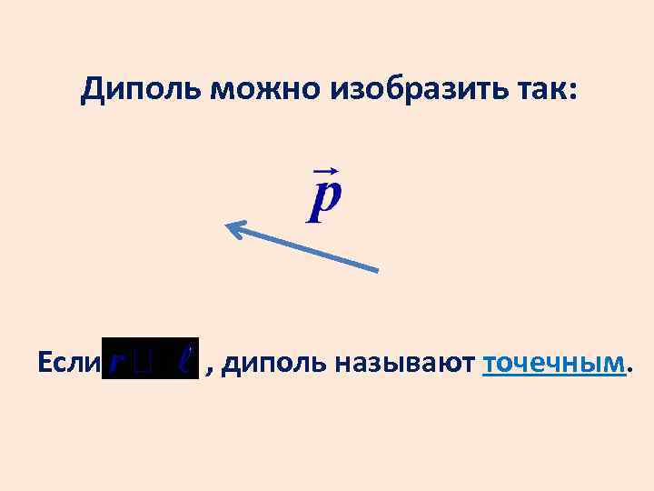 Диполь можно изобразить так: Если , диполь называют точечным. 