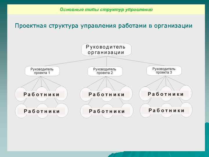 Основные типы структур управления Проектная структура управления работами в организации 