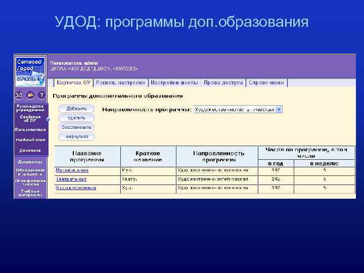 УДОД: программы доп. образования 