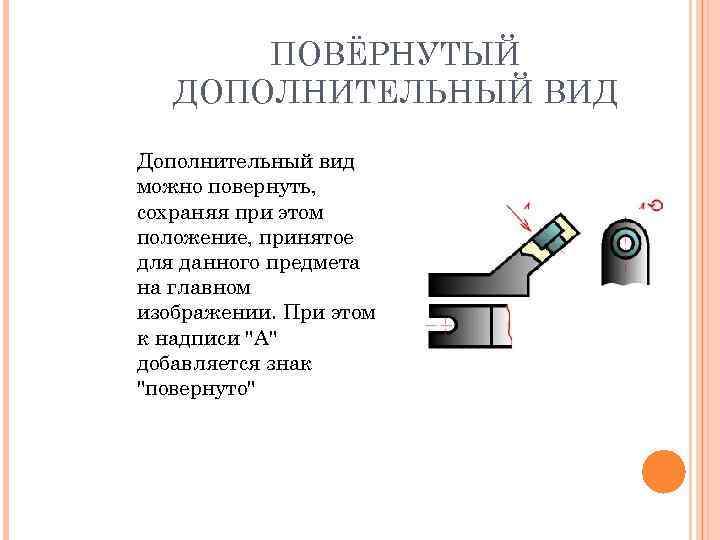 ПОВЁРНУТЫЙ ДОПОЛНИТЕЛЬНЫЙ ВИД Дополнительный вид можно повернуть, сохраняя при этом положение, принятое для данного