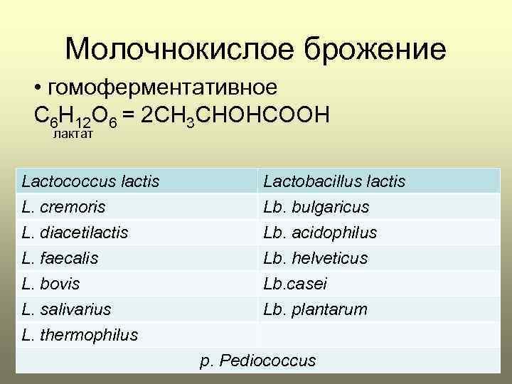 Молочнокислое гомоферментативное брожение схема