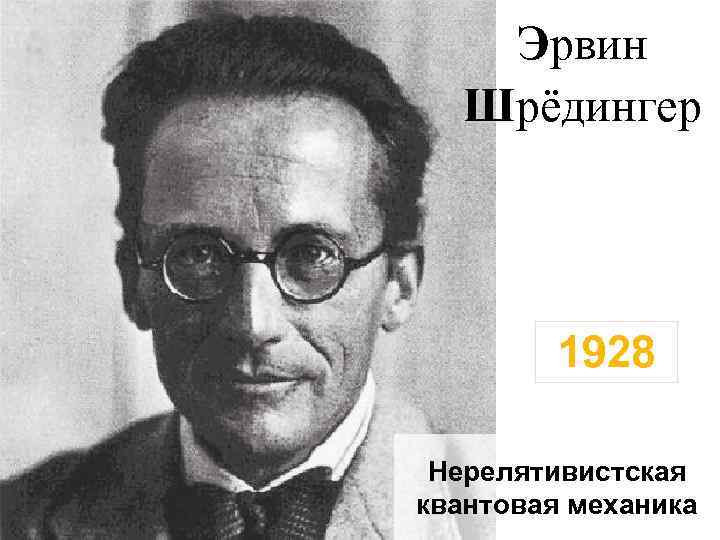 Эрвин Шрёдингер 1928 Нерелятивистская квантовая механика 