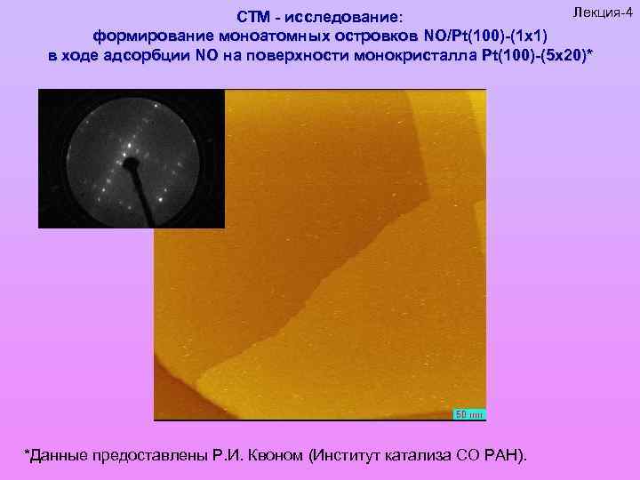 Лекция-4 СТМ - исследование: формирование моноатомных островков NO/Pt(100)-(1 x 1) в ходе адсорбции NO