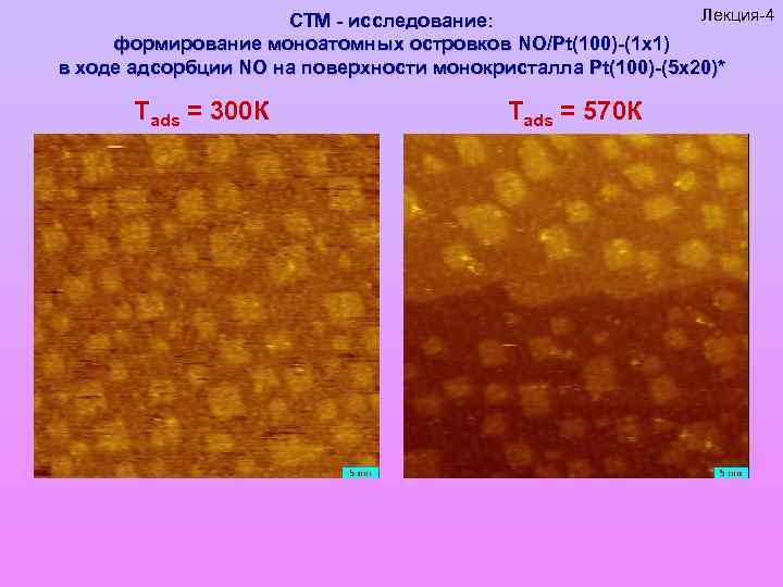 Лекция-4 СТМ - исследование: формирование моноатомных островков NO/Pt(100)-(1 x 1) в ходе адсорбции NO