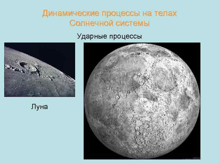Динамические процессы на телах Солнечной системы Ударные процессы Луна 