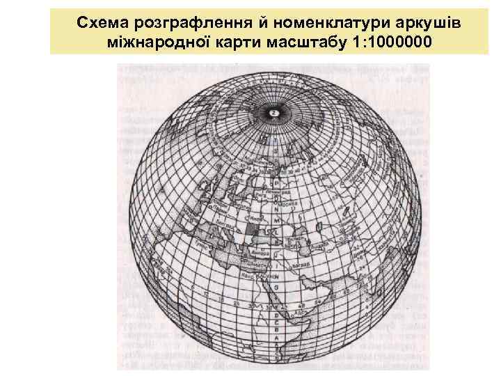 Схема розграфлення й номенклатури аркушів міжнародної карти масштабу 1: 1000000 