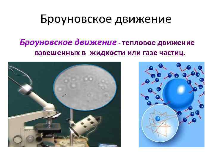 Броуновское движение - тепловое движение взвешенных в жидкости или газе частиц. 