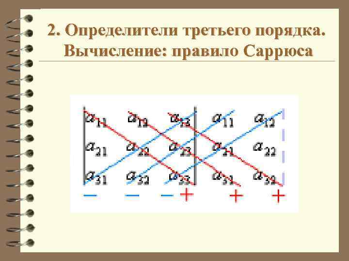 Как вычислить определитель третьего порядка по схеме треугольников