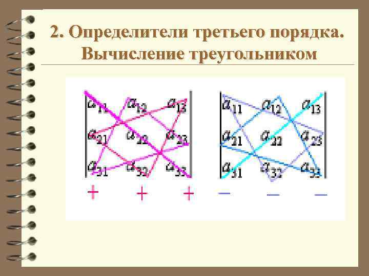 2. Определители третьего порядка. Вычисление треугольником 