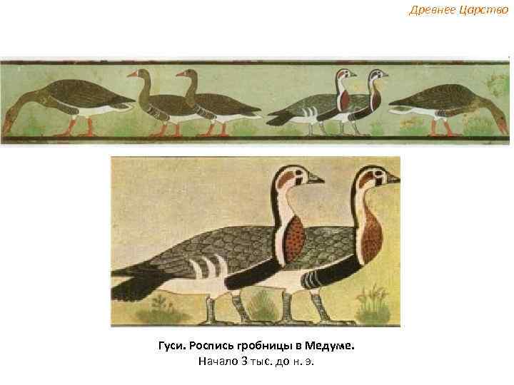Древнее Царство Гуси. Роспись гробницы в Медуме. Начало 3 тыс. до н. э. 