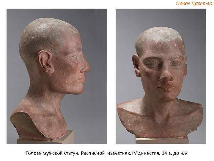 Новое Царство Голова мужской статуи. Расписной известняк. IV династия. 14 в. до н. э