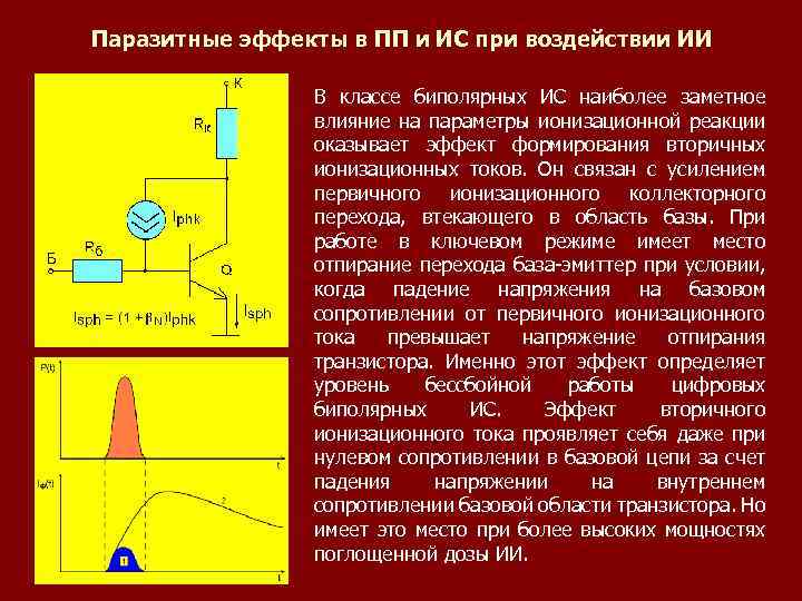 Паразитные эффекты в ПП и ИС при воздействии ИИ В классе биполярных ИС наиболее