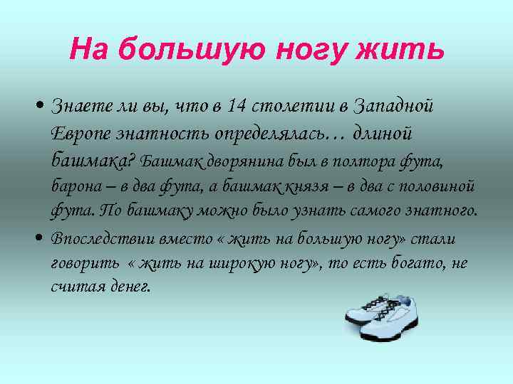 На большую ногу жить • Знаете ли вы, что в 14 столетии в Западной