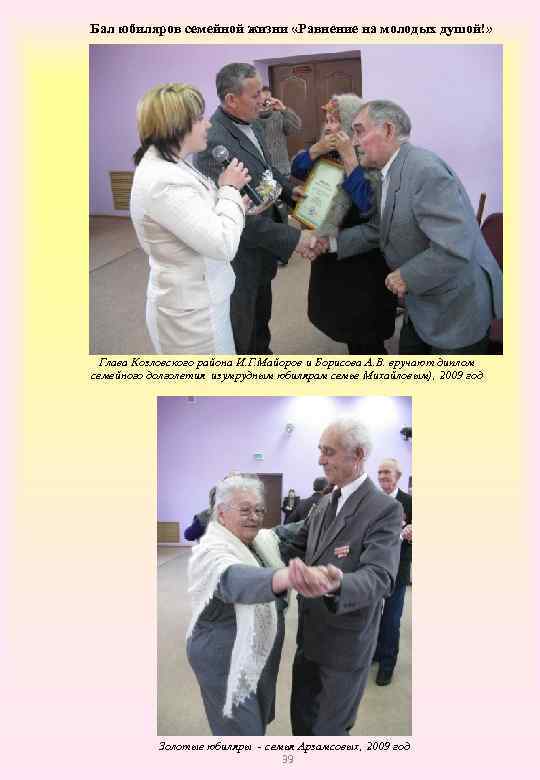 Бал юбиляров семейной жизни «Равнение на молодых душой!» Глава Козловского района И. Г. Майоров