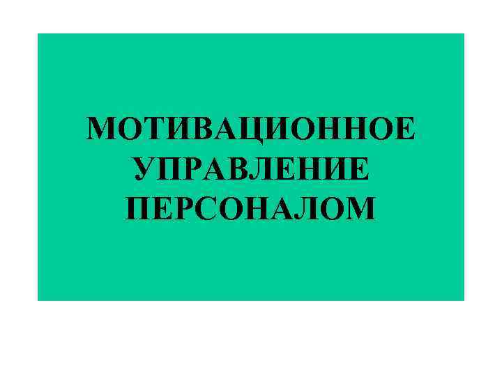 МОТИВАЦИОННОЕ УПРАВЛЕНИЕ ПЕРСОНАЛОМ 