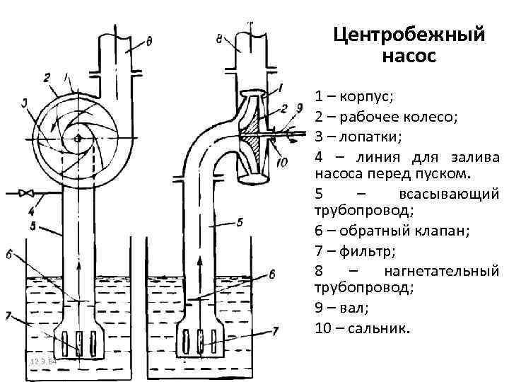 Центробежный насос 1 – корпус; 2 – рабочее колесо; 3 – лопатки; 4 –
