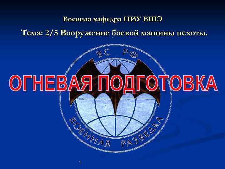 Военная кафедра НИУ ВШЭ Тема: 2/5 Вооружение боевой машины пехоты. 1 