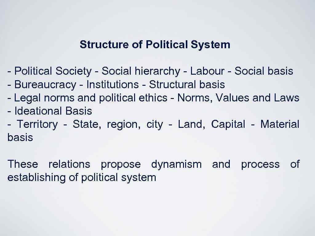Structure of Political System - Political Society - Social hierarchy - Labour - Social
