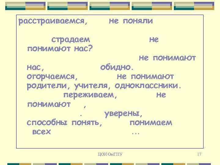 расстраиваемся, что не поняли когонибудь? А может быть, значительно чаще страдаем потому, что не