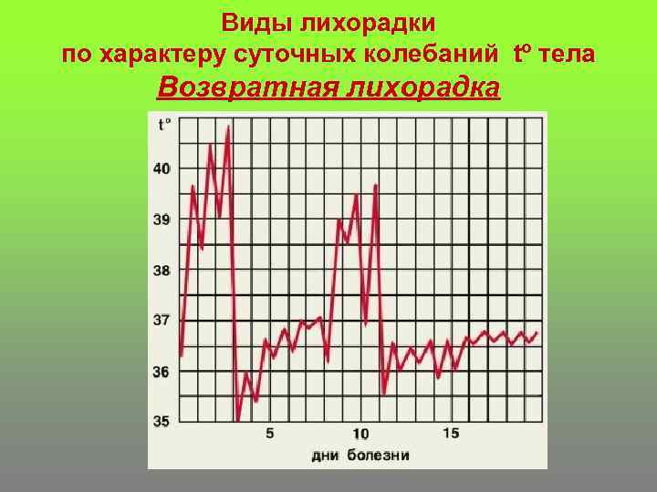 Виды лихорадки по характеру суточных колебаний tº тела Возвратная лихорадка 