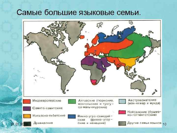 Самые большие языковые семьи. 31. 01. 2018 10 