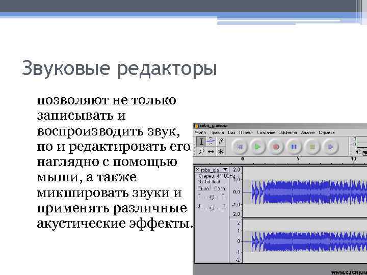 Звуковые редакторы позволяют не только записывать и воспроизводить звук, но и редактировать его наглядно