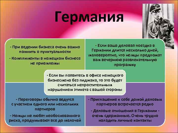 Германия - При ведении бизнеса очень важно помнить о пунктуальности - Комплименты в немецком