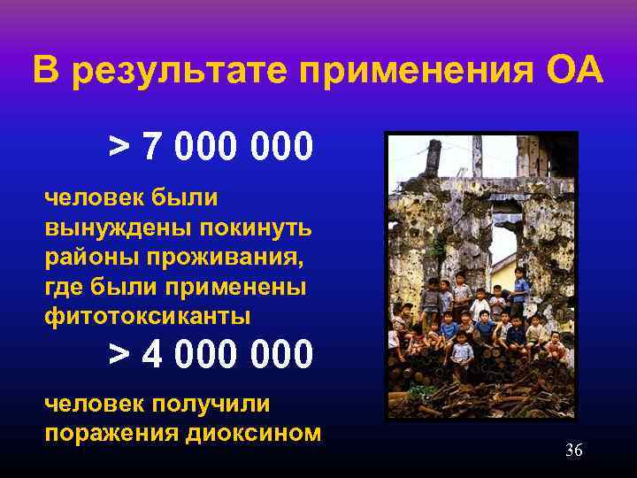 В результате применения ОА > 7 000 человек были вынуждены покинуть районы проживания, где