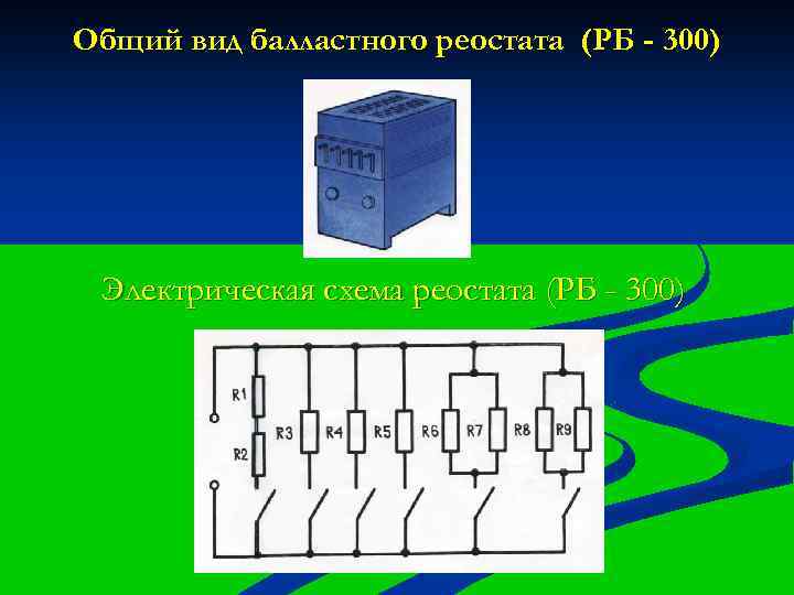 Общий вид балластного реостата (РБ - 300) Электрическая схема реостата (РБ - 300) 