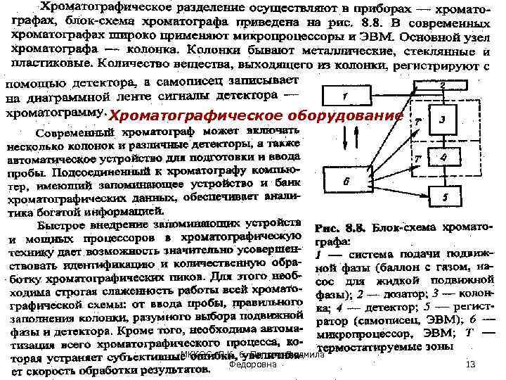 Хроматографическое оборудование МККОС. Л. К. 6. Попова Людмила Федоровна 13 