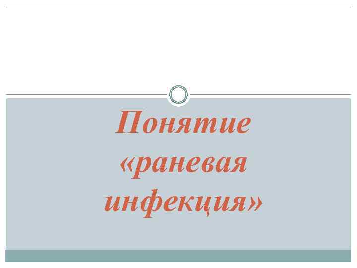 Понятие «раневая инфекция» 