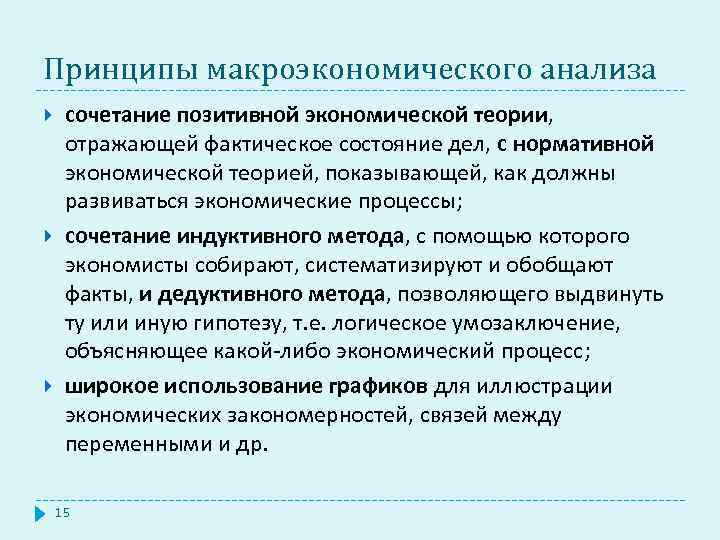 Принципы макроэкономического анализа сочетание позитивной экономической теории, отражающей фактическое состояние дел, с нормативной экономической